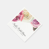 Waterverf Rozen Roze en Witte grafische Vrijgezell Servet (Hoek)