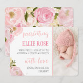 Waterverf Rozen Roze Foto Geboorteaankondigingen Aankondiging (Voorkant / Achterkant)