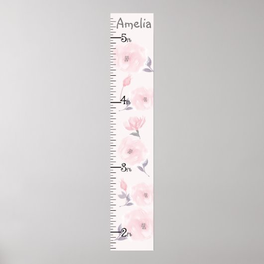 Waterverf Rozen Roze Groeigrafiek houdt bij 8x44! Poster (Voorkant)