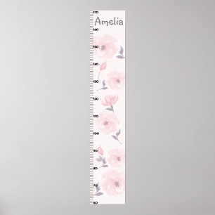 Waterverf Rozen Roze Groeigrafiek houdt bij 8x44! Poster