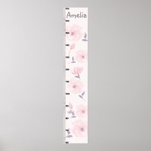 Waterverf Rozen Roze Groeigrafiek houdt bij 8x44! Poster (Voorkant)