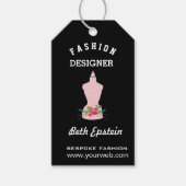 Waterverf Rozen Roze Mode Retro Mannequin Cadeaulabel (Voorkant)