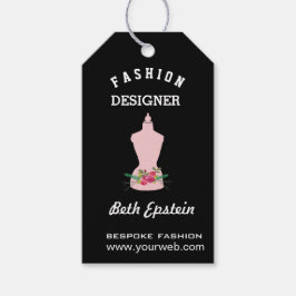 Waterverf Rozen Roze Mode Retro Mannequin Cadeaulabel