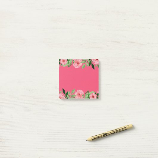 Waterverf Rozen Roze Post-it® Notes (Op bureau)