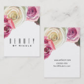 Waterverf Rozen Roze Wit Bloemen Glam Chic Visitekaartje (Voorkant / Achterkant)