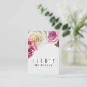 Waterverf Rozen Roze Wit Bloemen Glam Chic Visitekaartje (Staand voorkant)