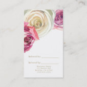 Waterverf Rozen Roze Witte Floral Verwijs een Vrie Aanbevelingskaartje (Achterkant)
