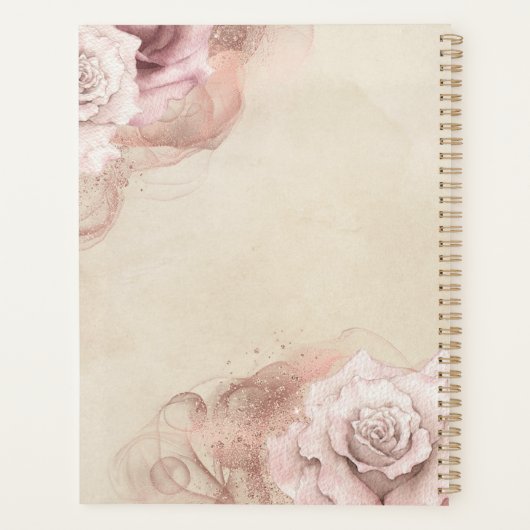 Waterverf Rozen Rustic Glam Wedding Parchment Planner (Achterkant)