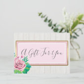 Waterverf Rozen Rustisch houten cadeaubon Kaart (Staand voorkant)