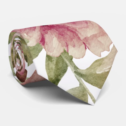 Waterverf rozen, sappig  stropdas (Opgerold)