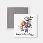 Waterverf rozen Schrift Bijbel vers wit Magneet (Voorkant / Achterkant)