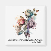 Waterverf rozen Schrift Bijbel vers wit Magneet (Voorkant)