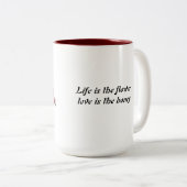 Waterverf Rozen Spring Bouquet & Love Quote Tweekleurige Koffiemok (Voorkant rechts)