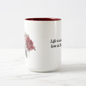Waterverf Rozen Spring Bouquet & Love Quote Tweekleurige Koffiemok (Center)