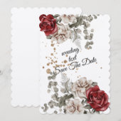 Waterverf Rozen Spring Bouquet Love Uitnodiging (Voorkant / Achterkant)