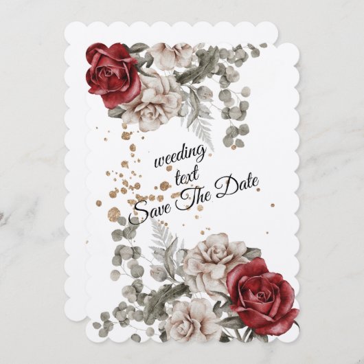 Waterverf Rozen Spring Bouquet Love Uitnodiging (Voorkant / Achterkant)