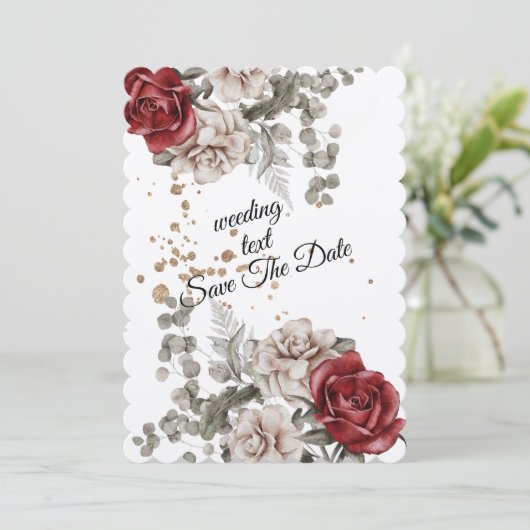 Waterverf Rozen Spring Bouquet Love Uitnodiging (Staand voorkant)