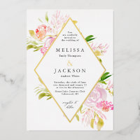 Waterverf Rozen Spring Flower Invitation Diamond