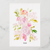 Waterverf Rozen Spring Flower Invitation Diamond Folie Uitnodiging (Achterkant)