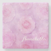 Waterverf rozen stenen onderzetter (Voorkant)