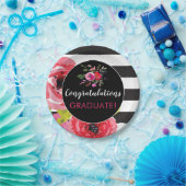 Waterverf Rozen & Strepen Gepersonaliseerd papier Papieren Bordje (Feest)