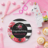 Waterverf Rozen & Strepen Gepersonaliseerd papier Papieren Bordje (Feest)