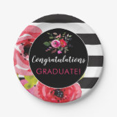 Waterverf Rozen & Strepen Gepersonaliseerd papier Papieren Bordje (Voorkant)