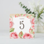 Waterverf Rozen | Tabelnummers Kraft Paper Party Kaart (Staand voorkant)