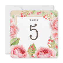 Waterverf Rozen | Tabelnummers Kraft Paper Party