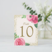 Waterverf Rozen Tafel Nummer Kaarten (Staand voorkant)