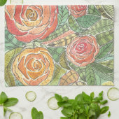 Waterverf Rozen Theedoek (Gevouwen)