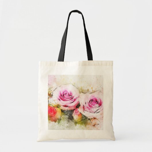 Waterverf Rozen Tote Bag (Voorkant)