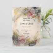 Waterverf Rozen Tuin Art Deco Bruiloft Kaart (Staand voorkant)