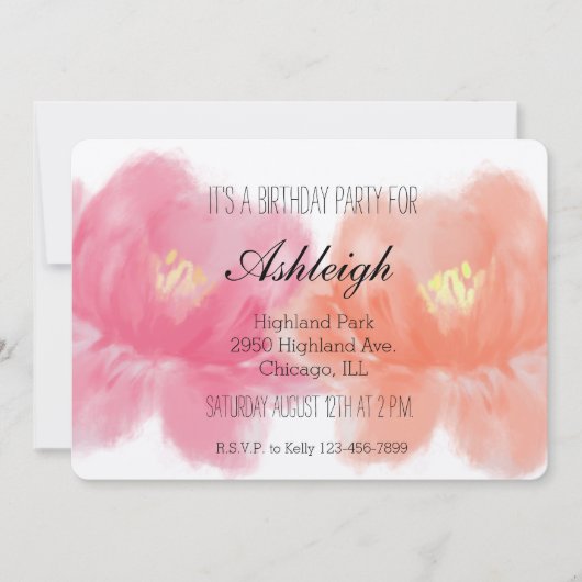 Waterverf Rozen Verjaardag Kaart (Voorkant)