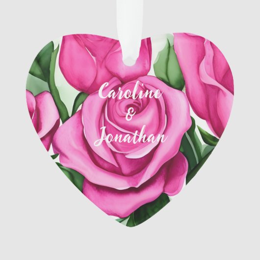 Waterverf Rozen Verloving Ornament (voorkant)