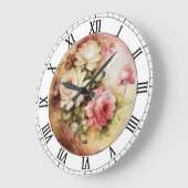  Waterverf Rozen Victoriaans bloemen Grote Klok (Hoek)