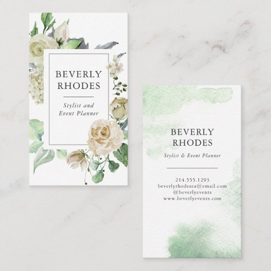 Waterverf Rozen Visitekaartje (Voorkant / Achterkant)