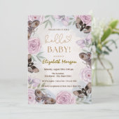Waterverf Rozen Vlinders Stippen Baby shower Kaart (Staand voorkant)