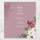 Waterverf Rozen Vrijgezellenfeest paren bruiloft Wijn Etiket (Enkel label)