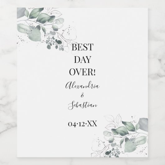 Waterverf Rozen Vrijgezellenfeest paren bruiloft Wijn Etiket (Enkel label)