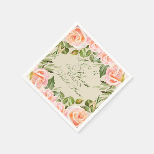 Waterverf Rozen Vrijgezellenfeest Servet (Hoek)