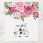 Waterverf Rozen Vrijgezellenfeest Wijnlabel Wijn Etiket (Enkel label)