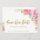 Waterverf Rozen Weddenschap opslaan Uitnodiging da (Voorkant / Achterkant)