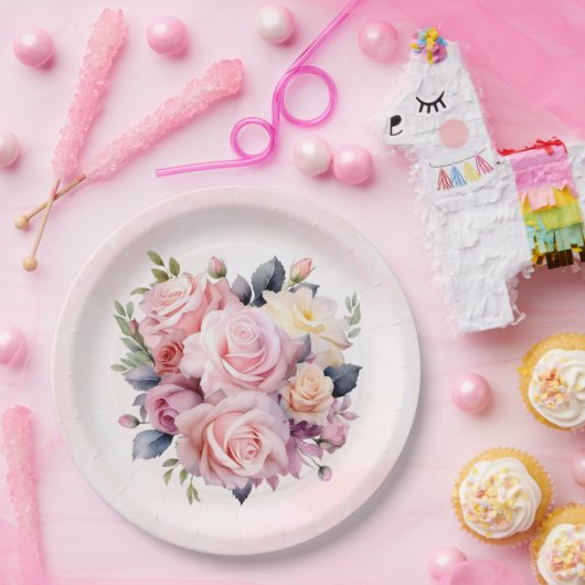 Waterverf Rozen Wedding Papieren Bordje (Feest)