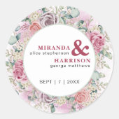 Waterverf Rozen Wedding Ronde Sticker (Voorkant)