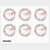 Waterverf Rozen Wedding Ronde Sticker (Vel)