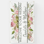 Waterverf Rozen Zacht Roze Huwelijk Spandoek (Verticaal)