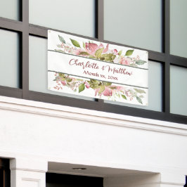 Waterverf Rozen Zacht Roze Huwelijk Spandoek