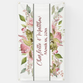 Waterverf Rozen Zacht Roze Huwelijk Spandoek (Verticaal)