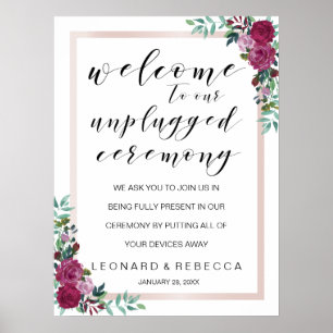 Waterverf rozen zonder stopcontact ceremoniebord poster